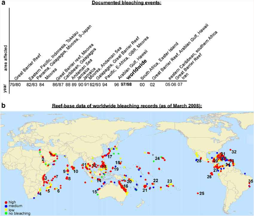 Incidence-of-coral-reef-bleaching-on-a-worldwide-scale-a-Selected-bleaching-years-and