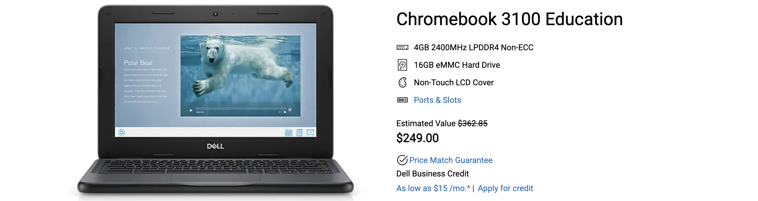 The Dell Chromebook 3100