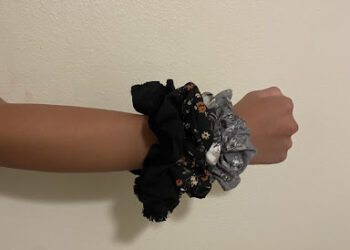 Scrunchies made from old shirts and kitchen cloths
